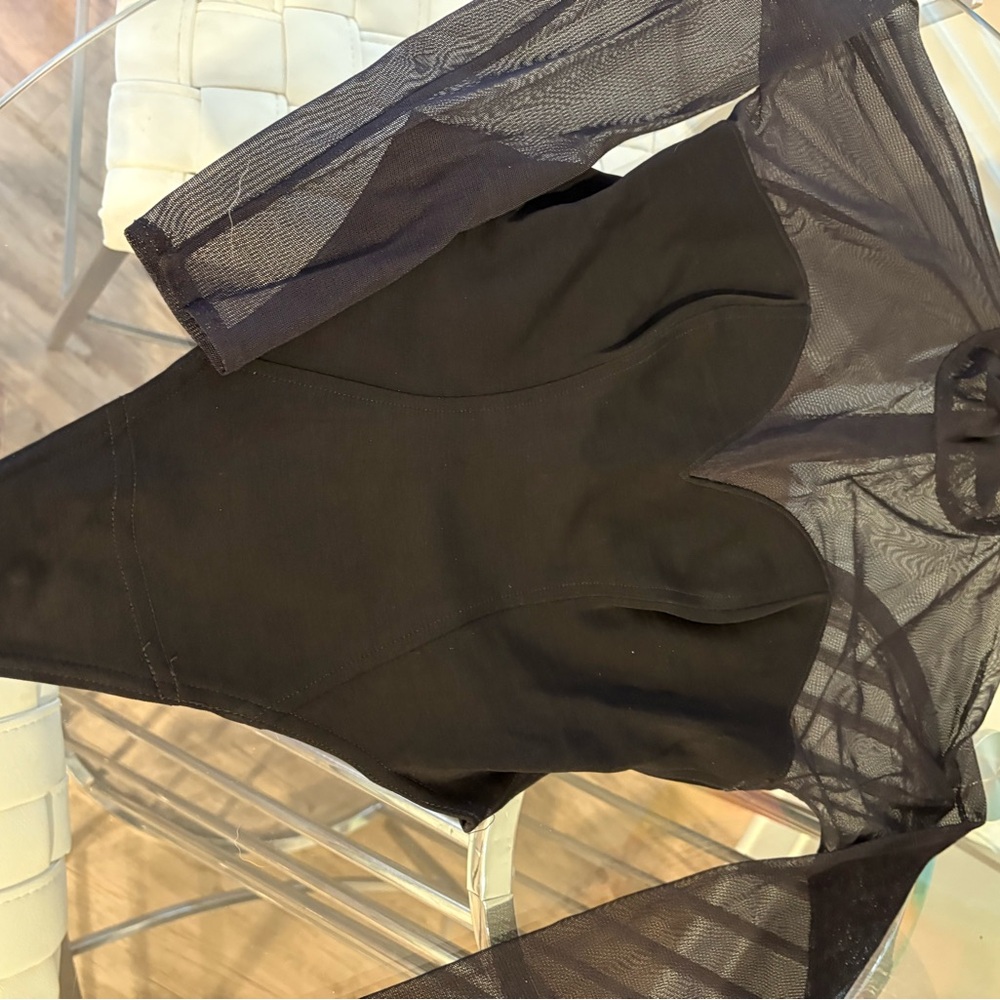 Tadashi Shoji Black Mesh Top